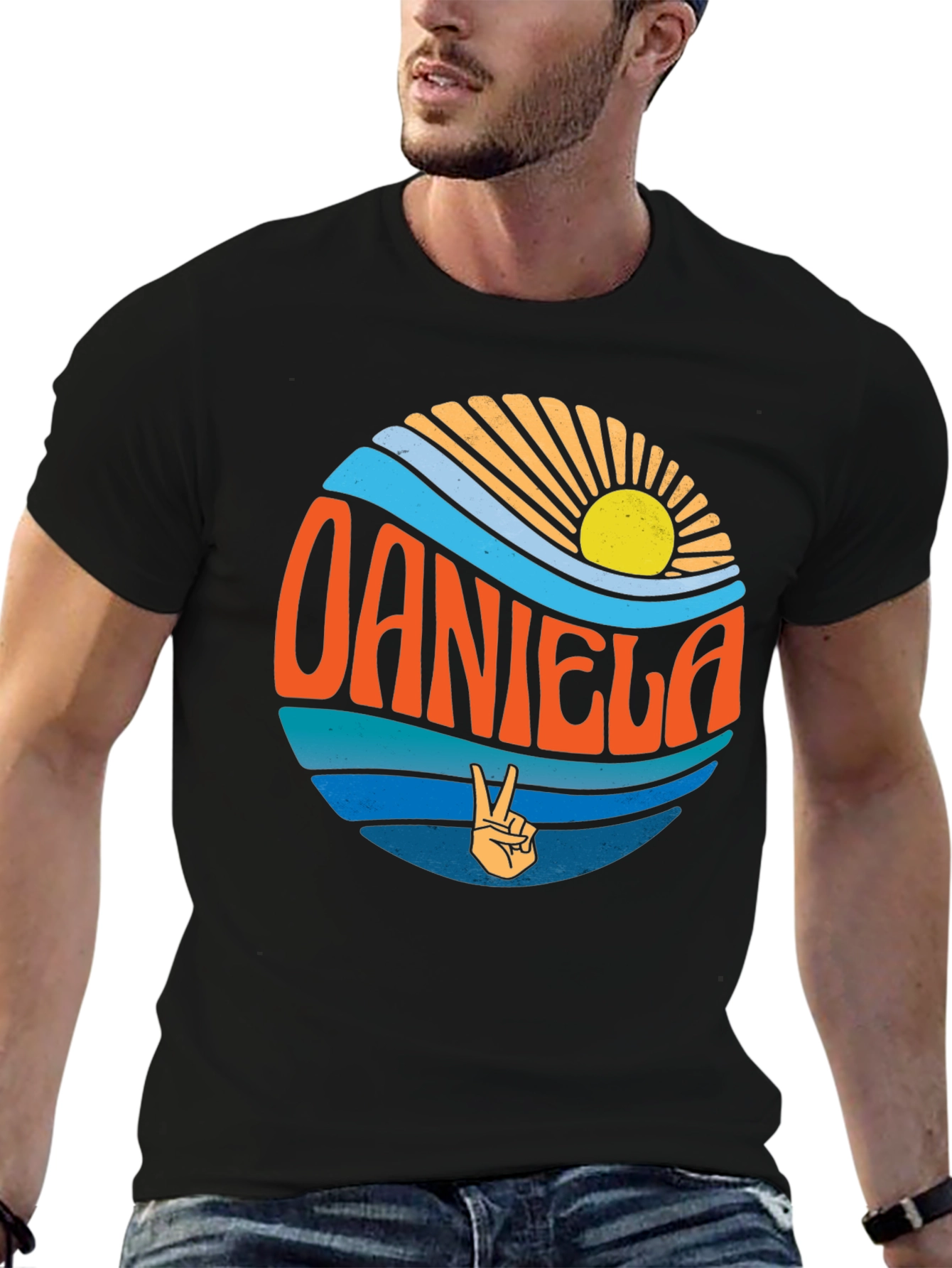 Retro Sunset Personalized Name T-Shirt
