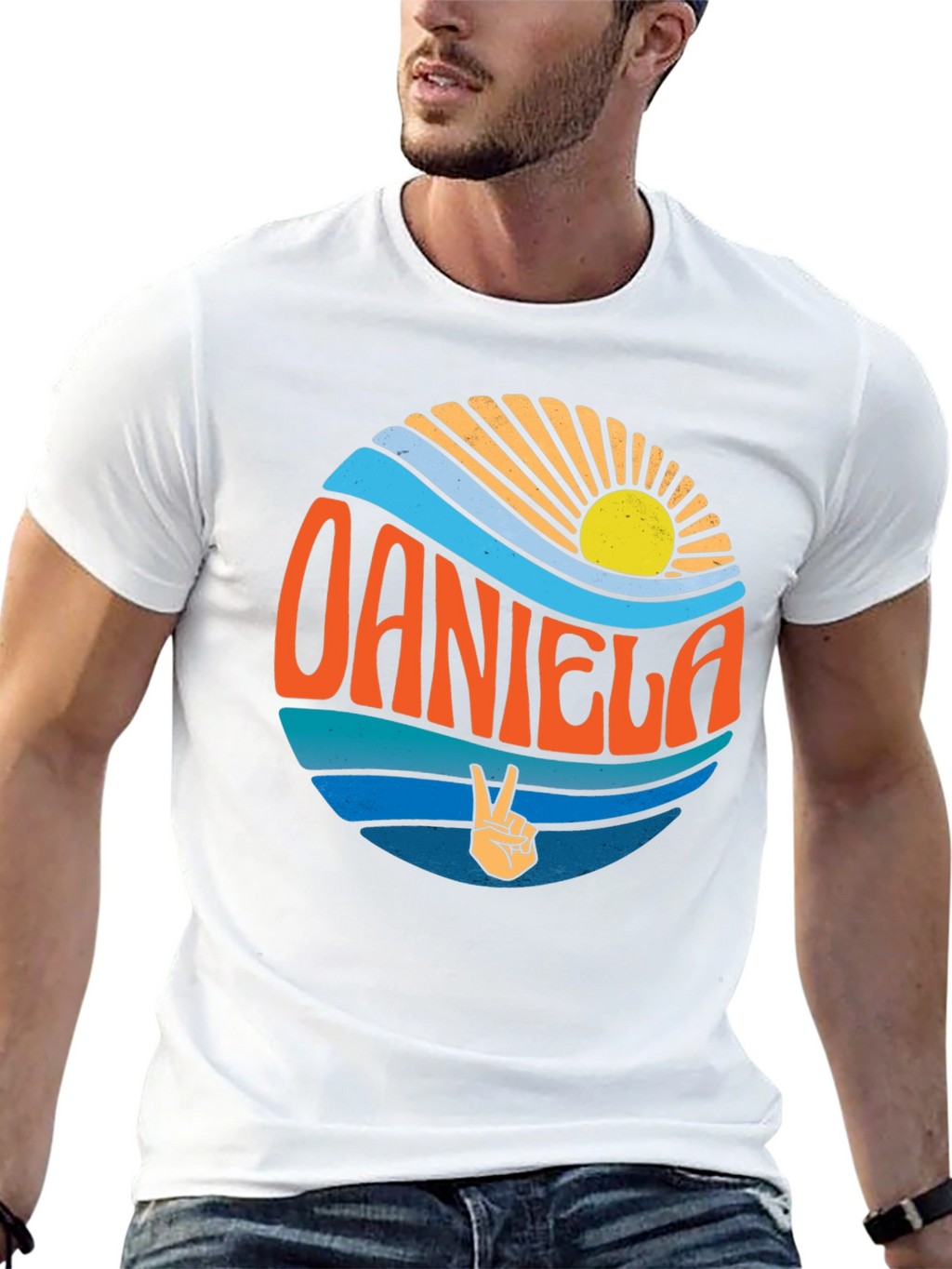 Retro Sunset Personalized Name T-Shirt