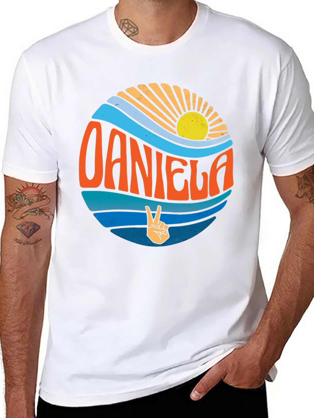 Retro Sunset Personalized Name T-Shirt