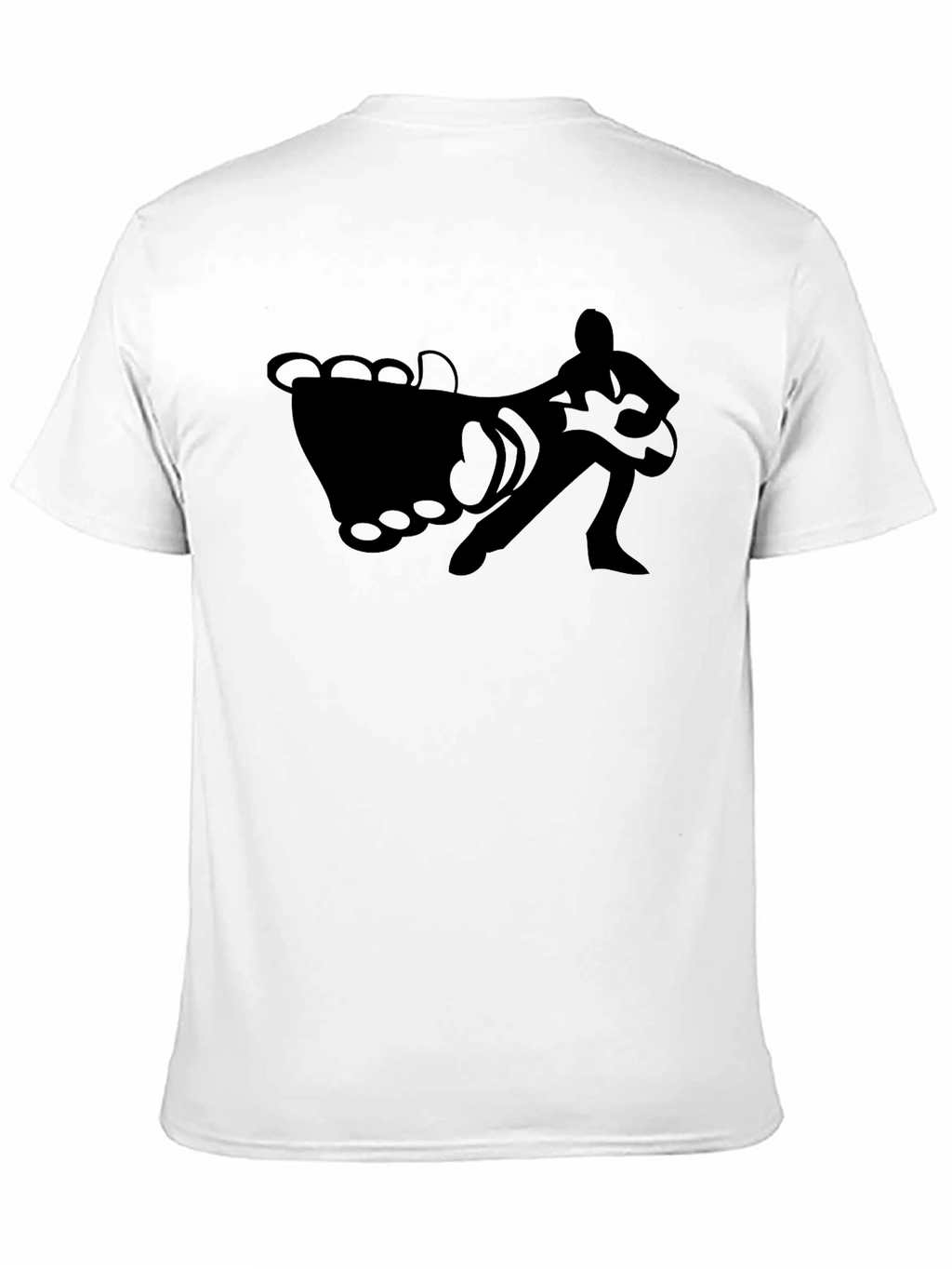 Black T-Shirt with Foot and Guitarist Graphic