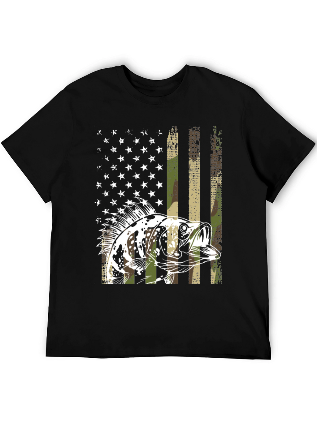 American Flag Bass Camo T-Shirt