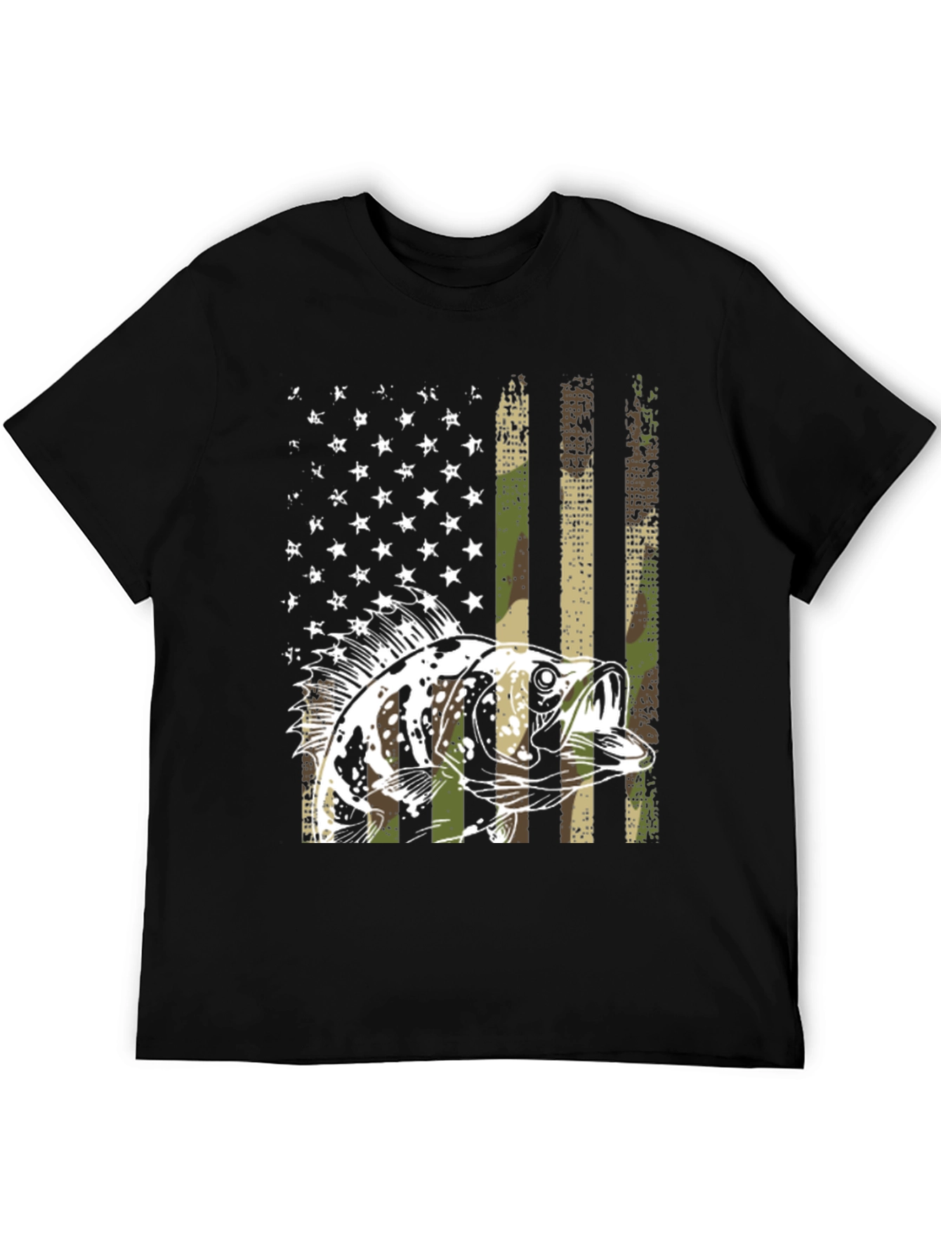 American Flag Bass Camo T-Shirt