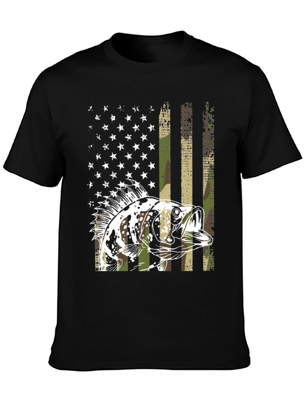 American Flag Bass Camo T-Shirt