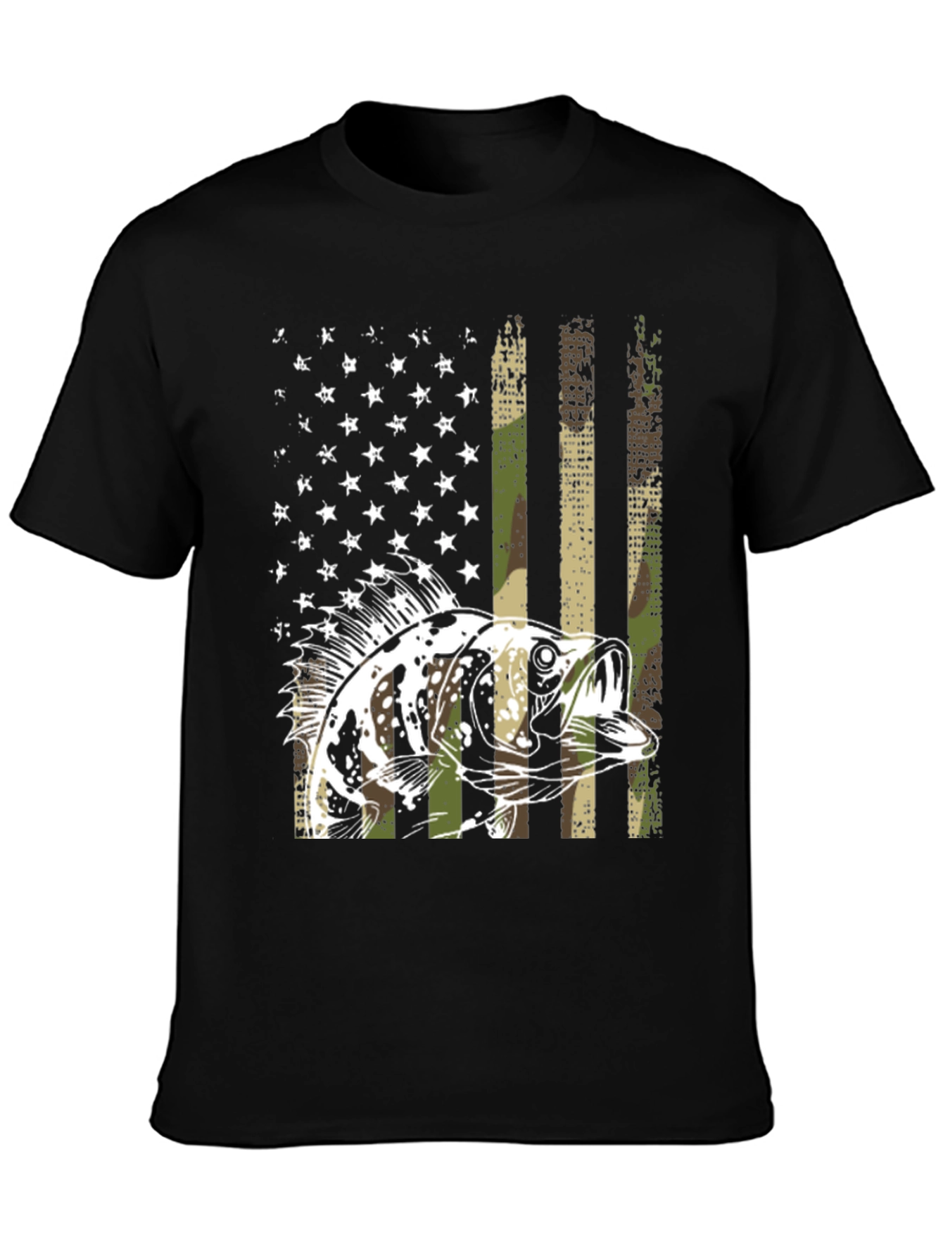 American Flag Bass Camo T-Shirt