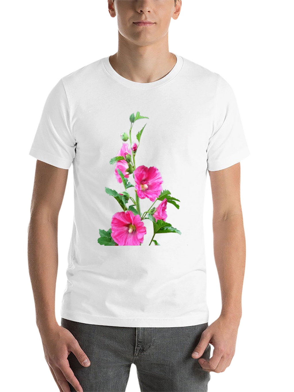 Floral Print Black Tee - Unique Design