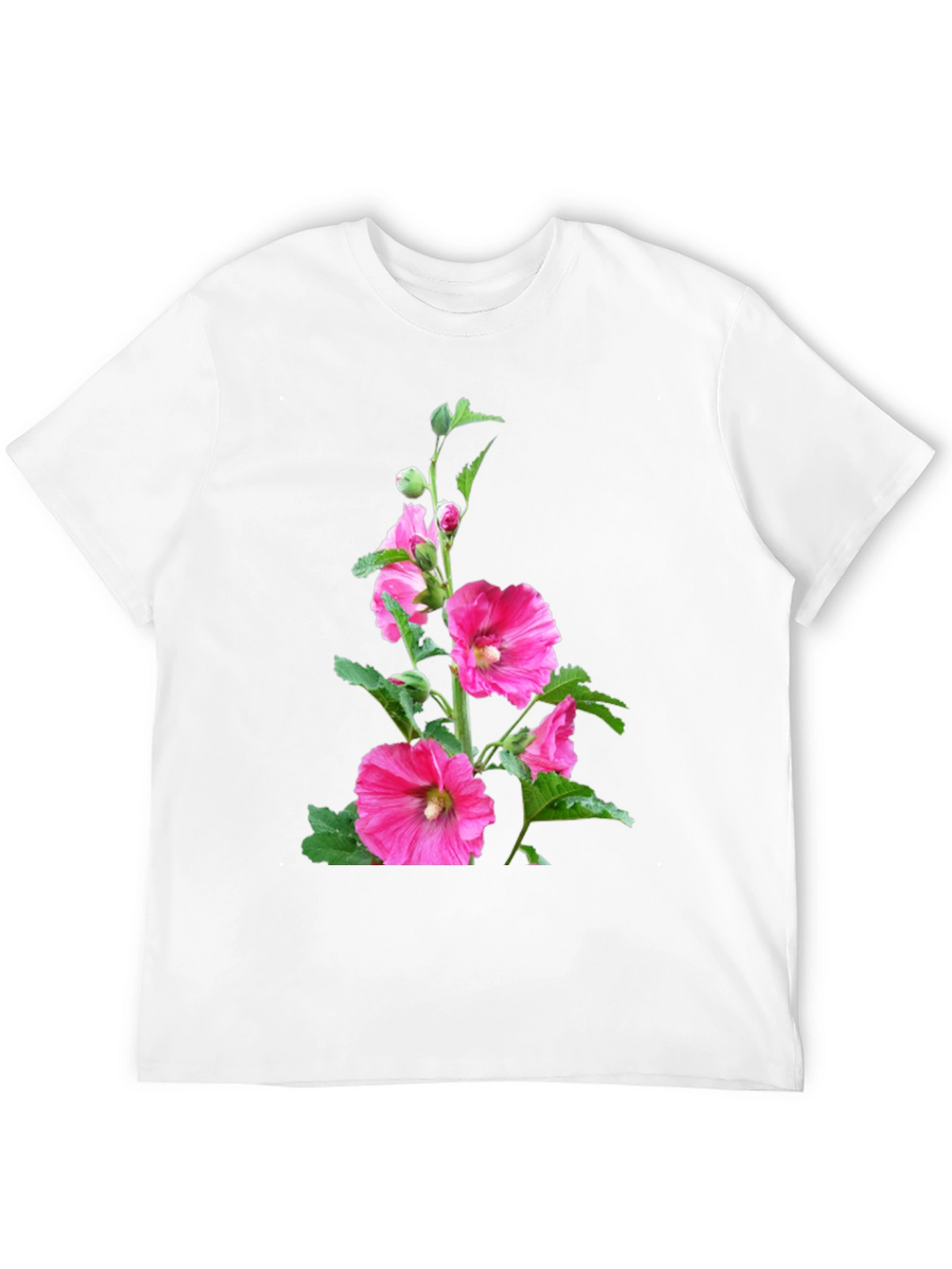 Floral Print Black Tee - Unique Design