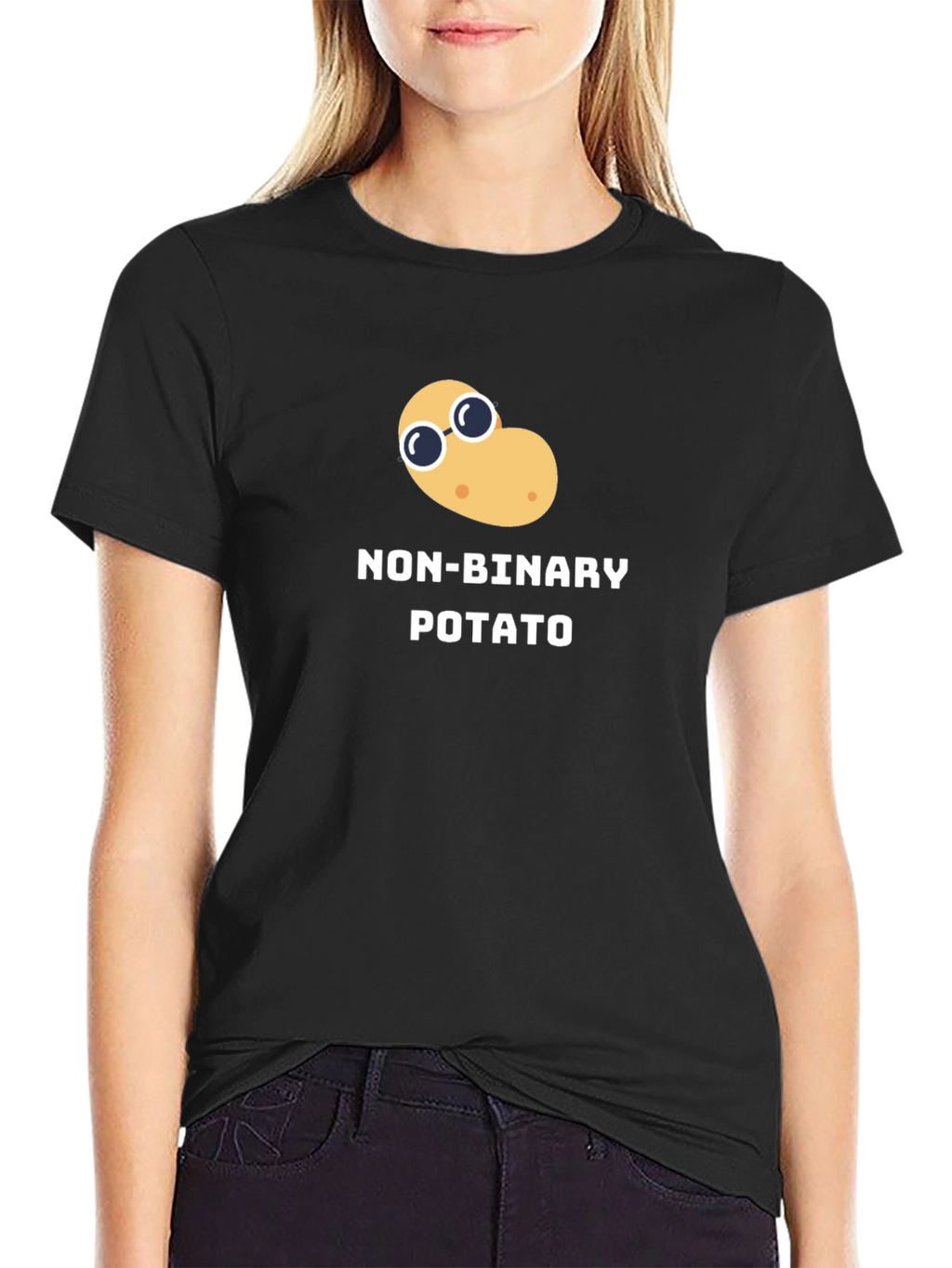 Non-Binary Potato Graphic Tee - Black Unisex T-Shirt