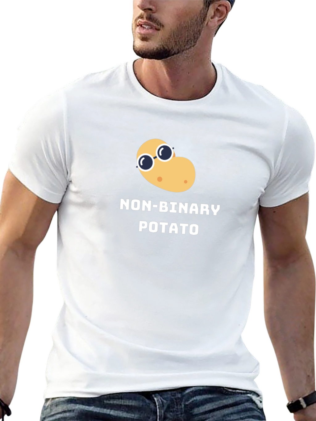 Non-Binary Potato Graphic Tee - Black Unisex T-Shirt