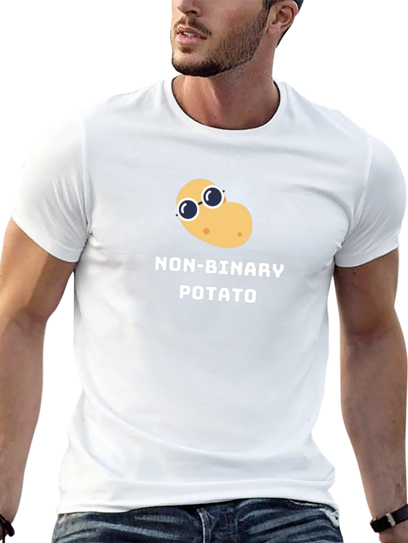 Non-Binary Potato Graphic Tee - Black Unisex T-Shirt