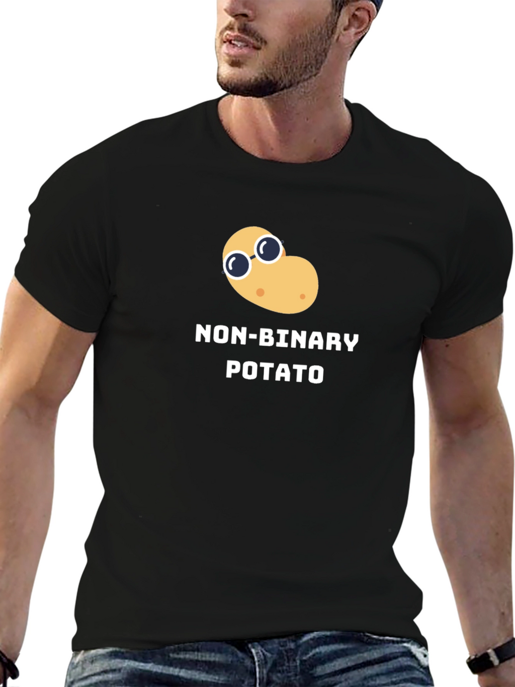 Non-Binary Potato Graphic Tee - Black Unisex T-Shirt