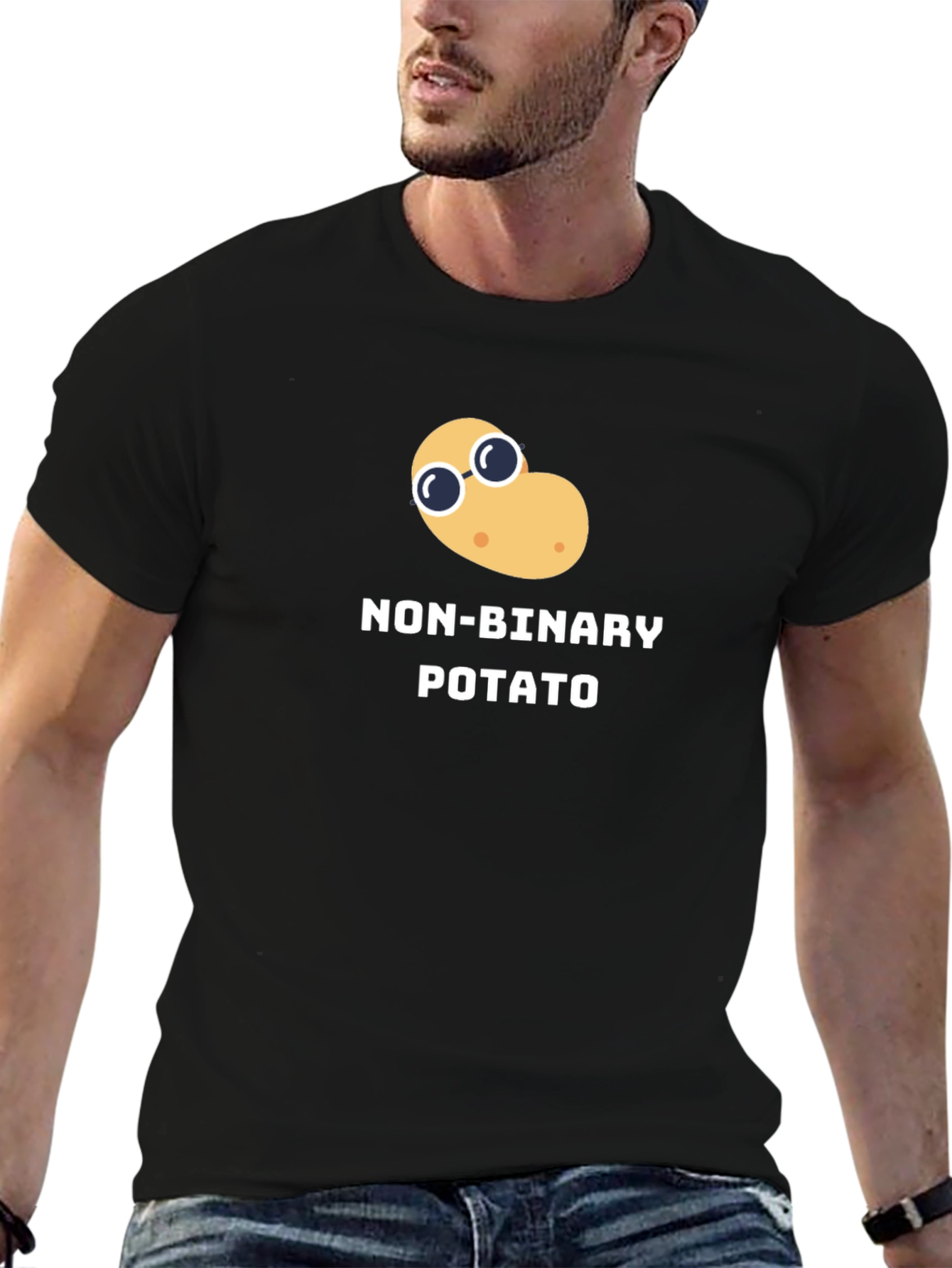 Non-Binary Potato Graphic Tee - Black Unisex T-Shirt