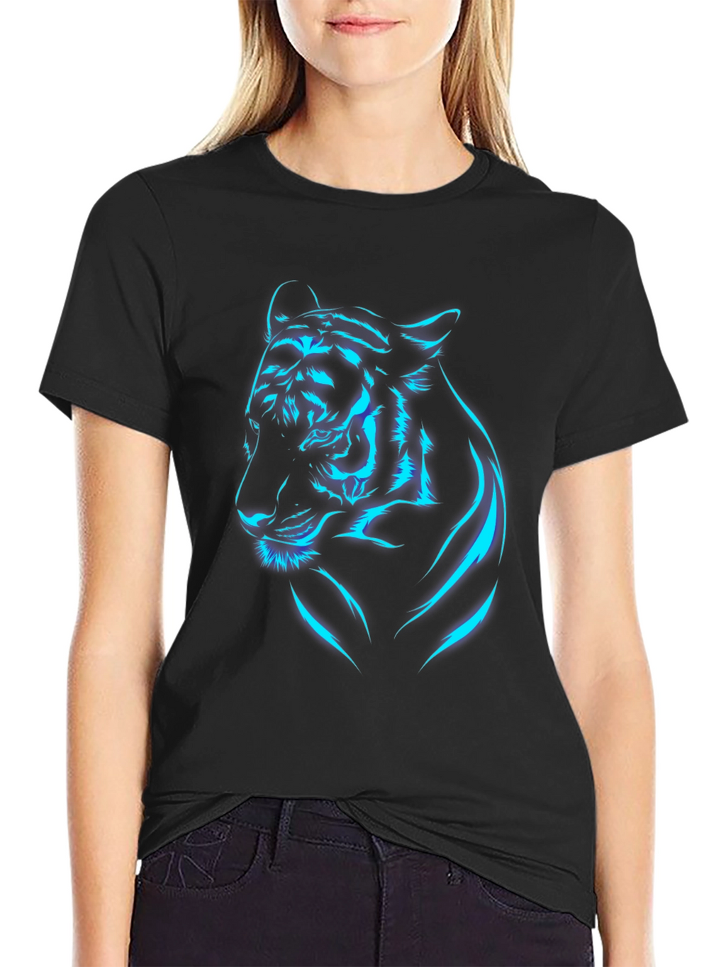 Neon Tiger Graphic T-Shirt - Black
