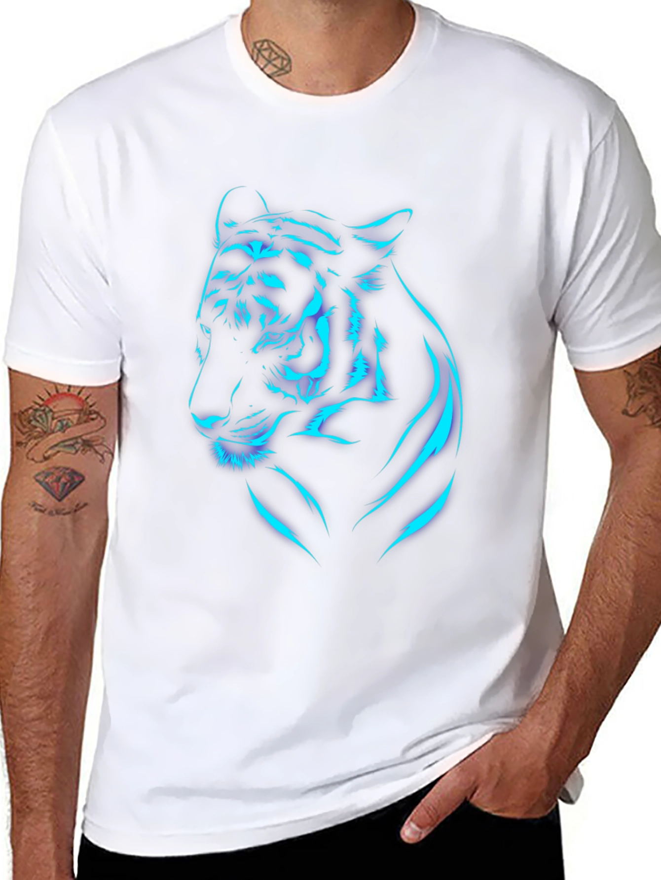 Neon Tiger Graphic T-Shirt - Black