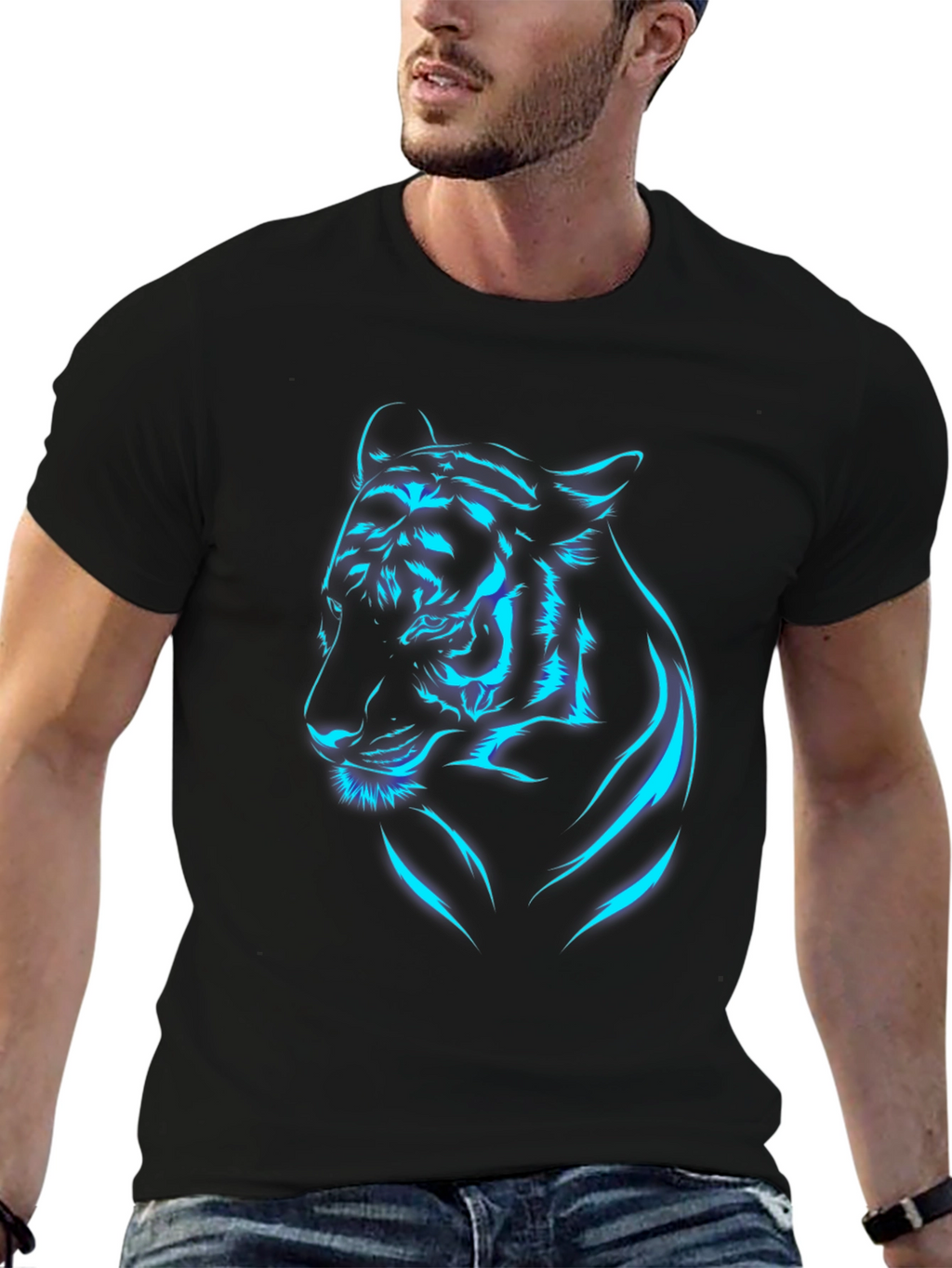 Neon Tiger Graphic T-Shirt - Black