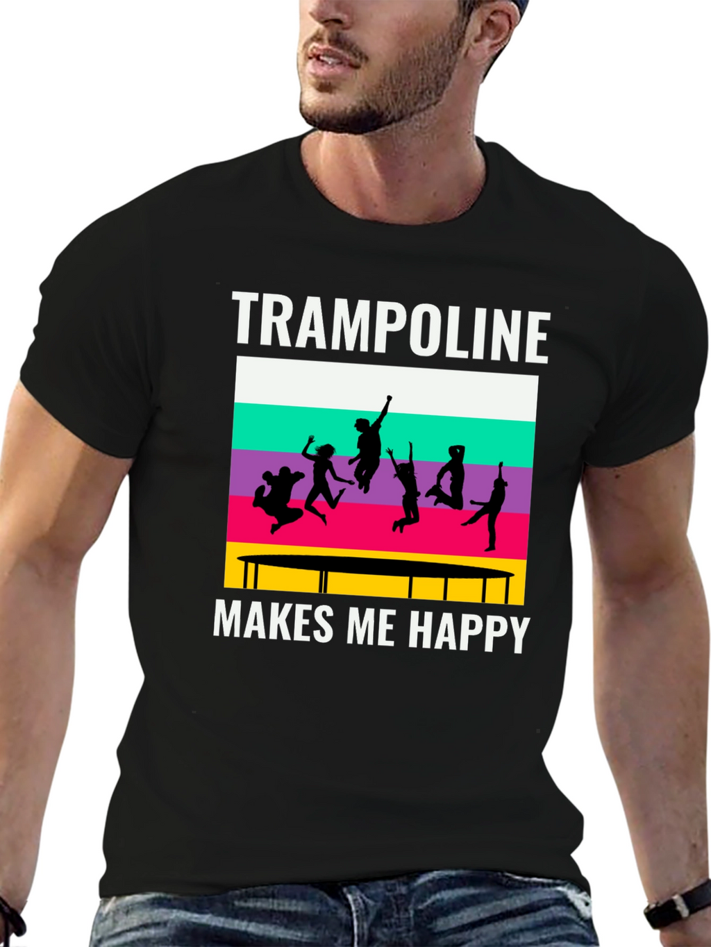 Trampoline Makes Me Happy T-Shirt - Jumping Fun