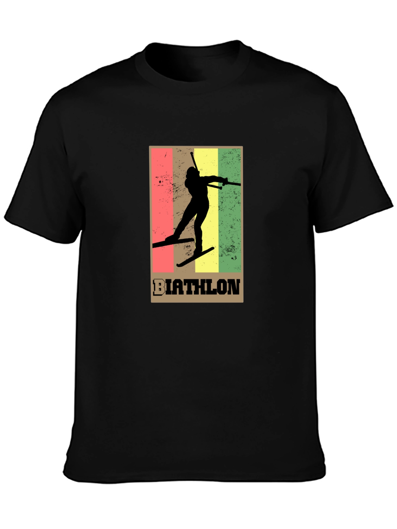 Biathlon Graphic Tee - Retro Style Black T-Shirt