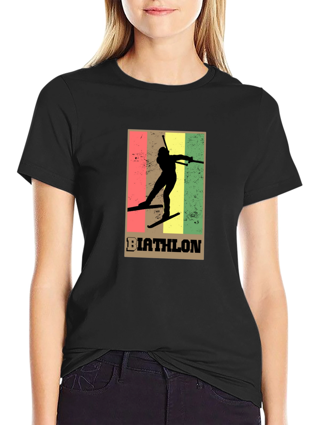 Biathlon Graphic Tee - Retro Style Black T-Shirt
