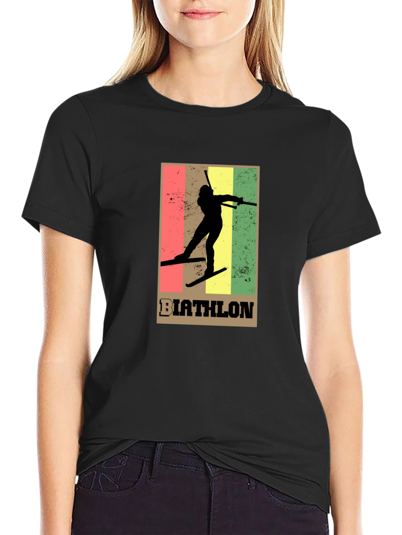 Biathlon Graphic Tee - Retro Style Black T-Shirt