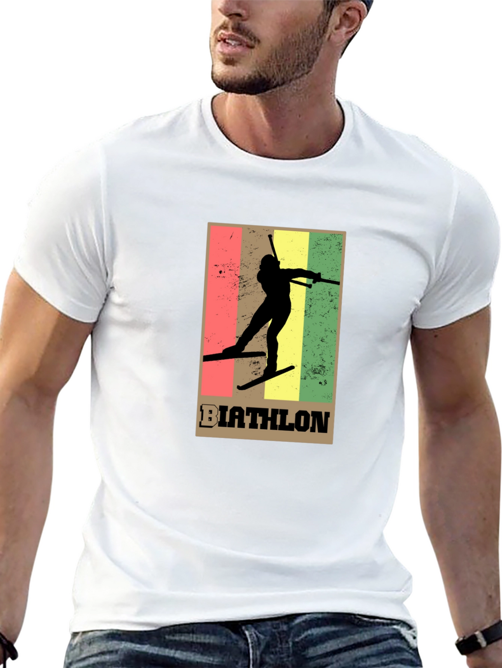 Biathlon Graphic Tee - Retro Style Black T-Shirt