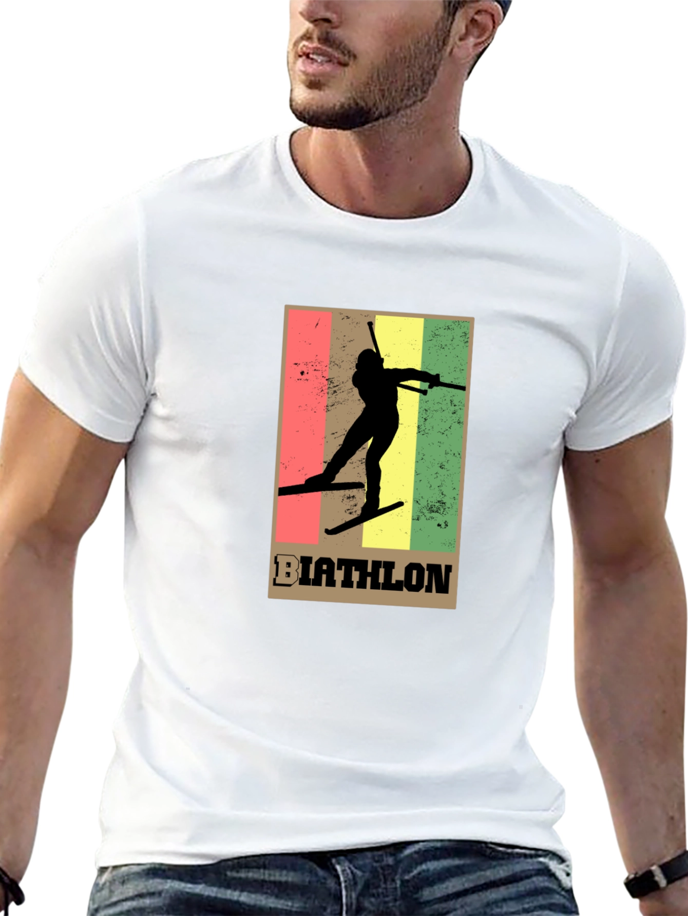 Biathlon Graphic Tee - Retro Style Black T-Shirt