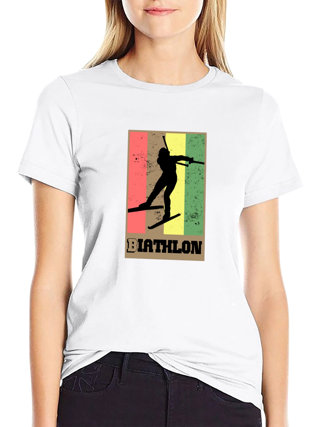 Biathlon Graphic Tee - Retro Style Black T-Shirt