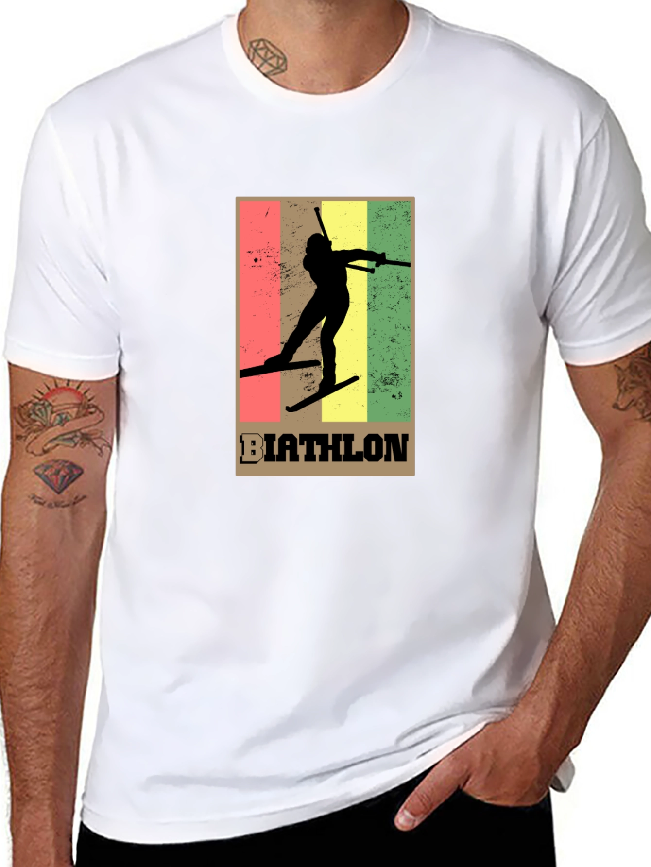 Biathlon Graphic Tee - Retro Style Black T-Shirt