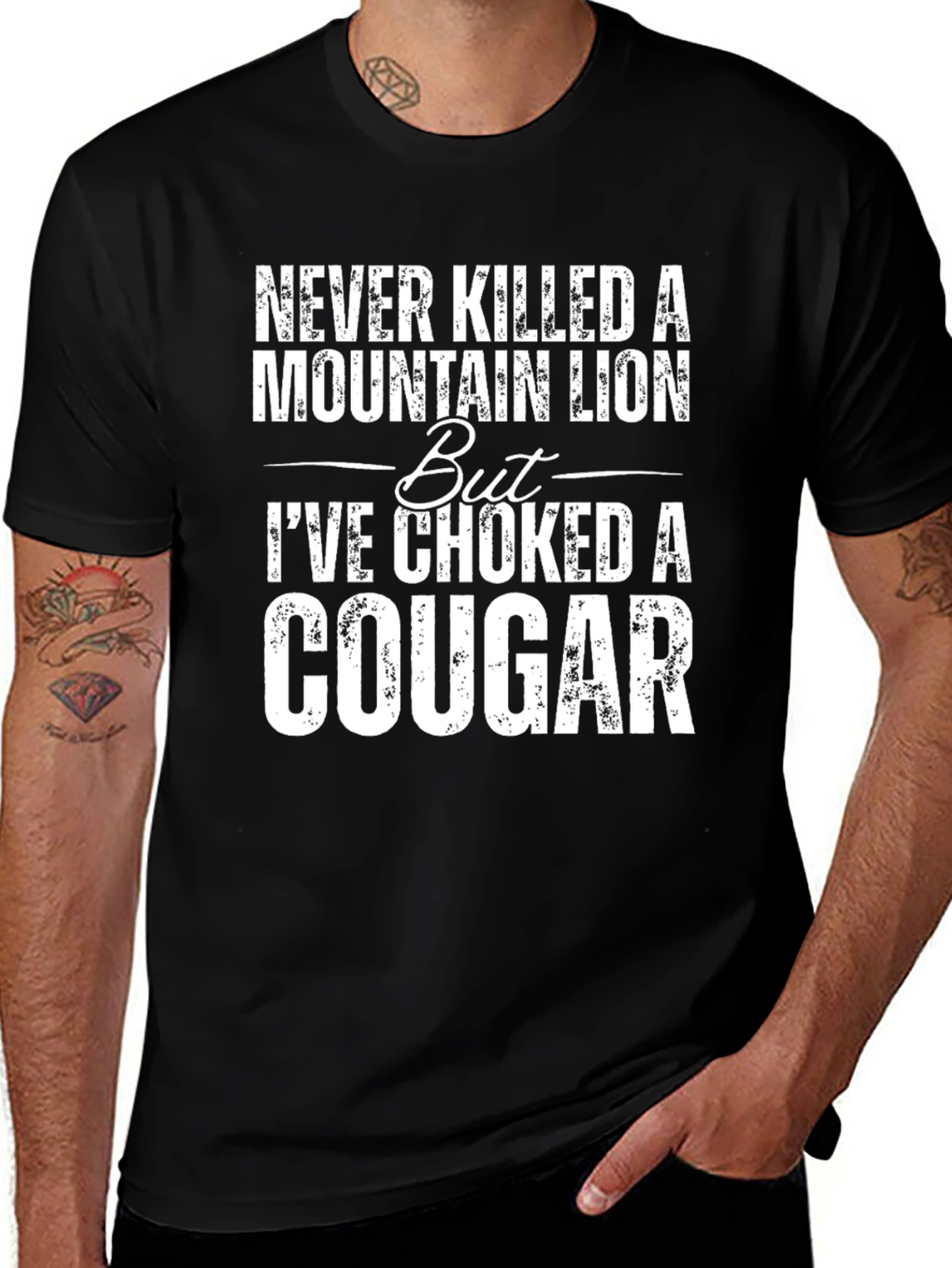 Choked a Cougar Graphic Tee - Funny Novelty T-Shirt