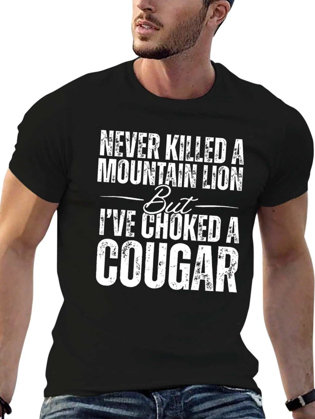 Choked a Cougar Graphic Tee - Funny Novelty T-Shirt