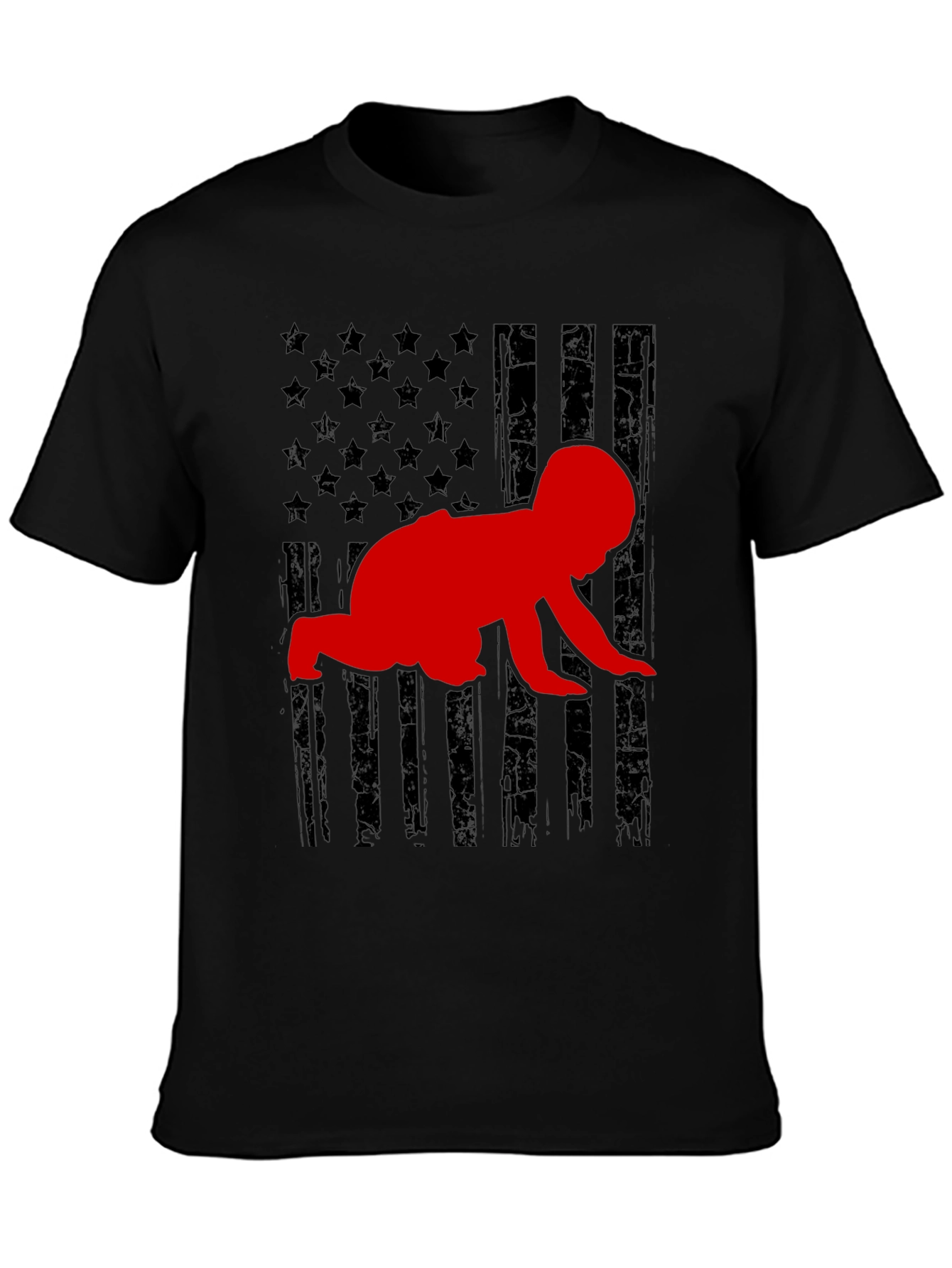 Crawling Baby American Flag T-Shirt