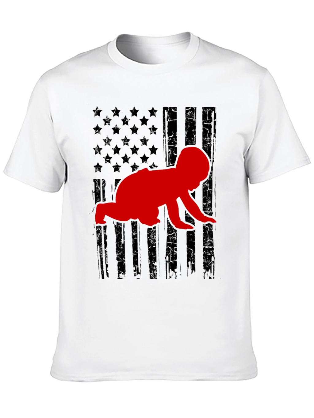 Crawling Baby American Flag T-Shirt