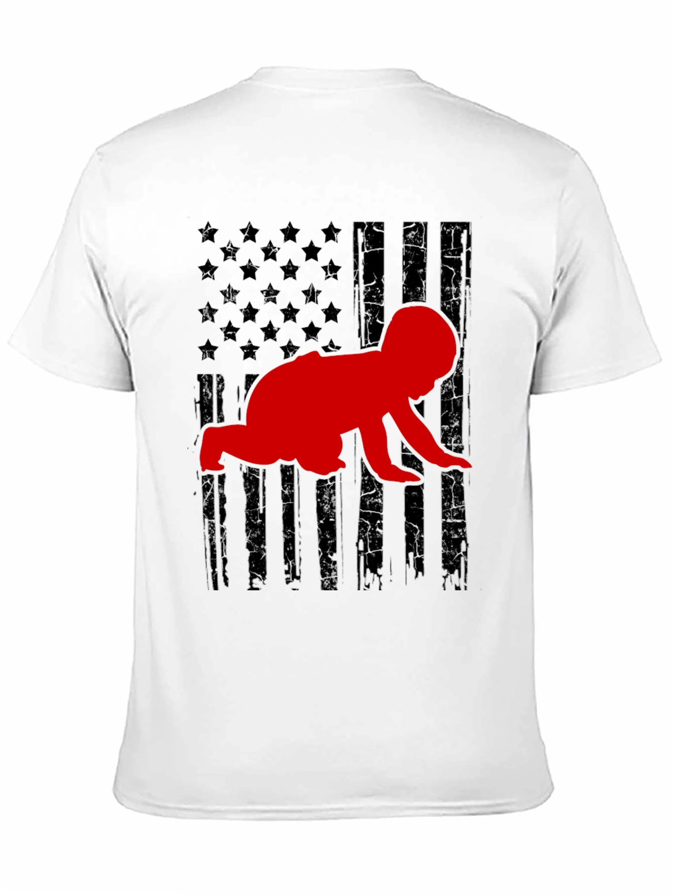 Crawling Baby American Flag T-Shirt