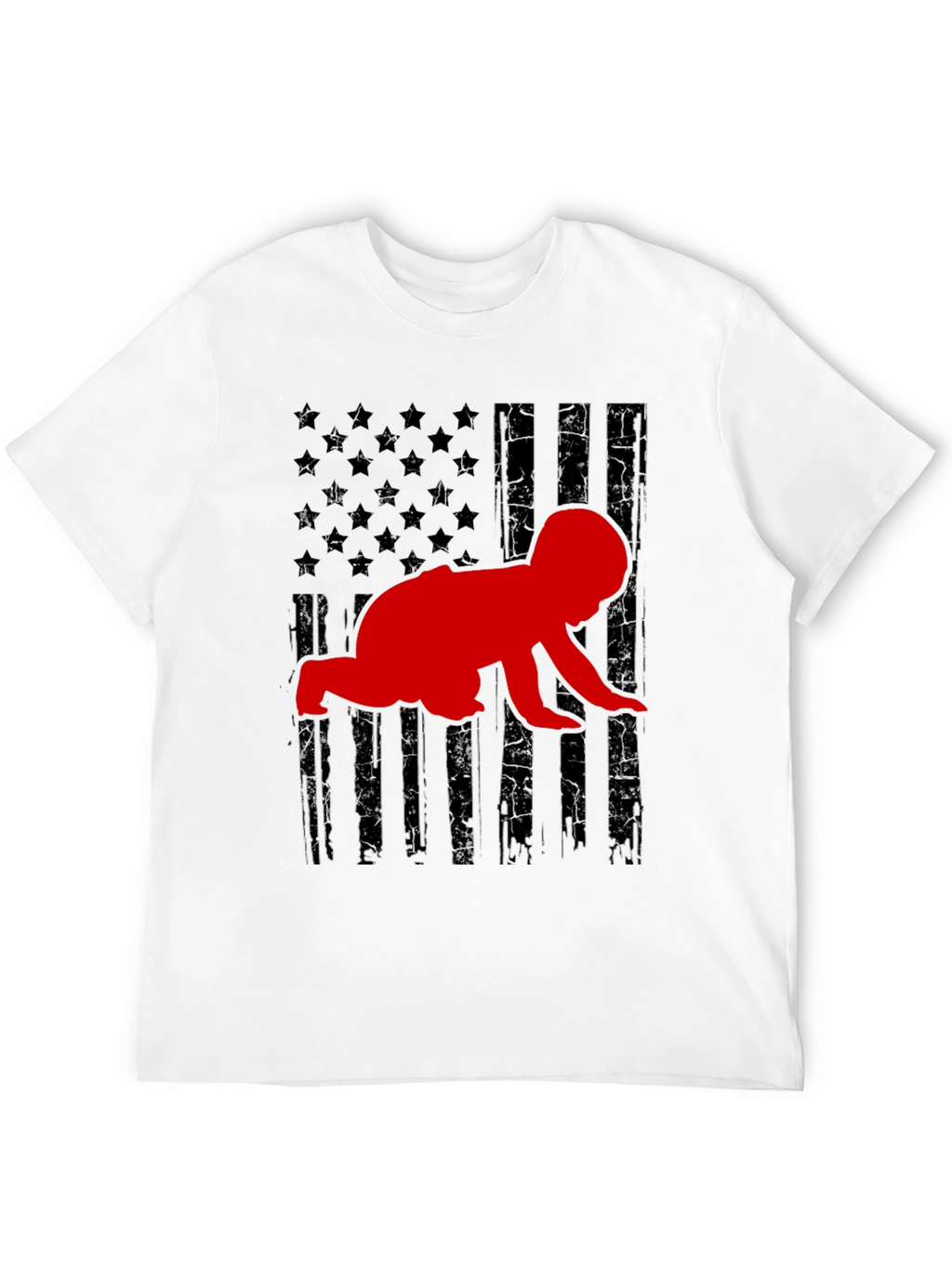 Crawling Baby American Flag T-Shirt