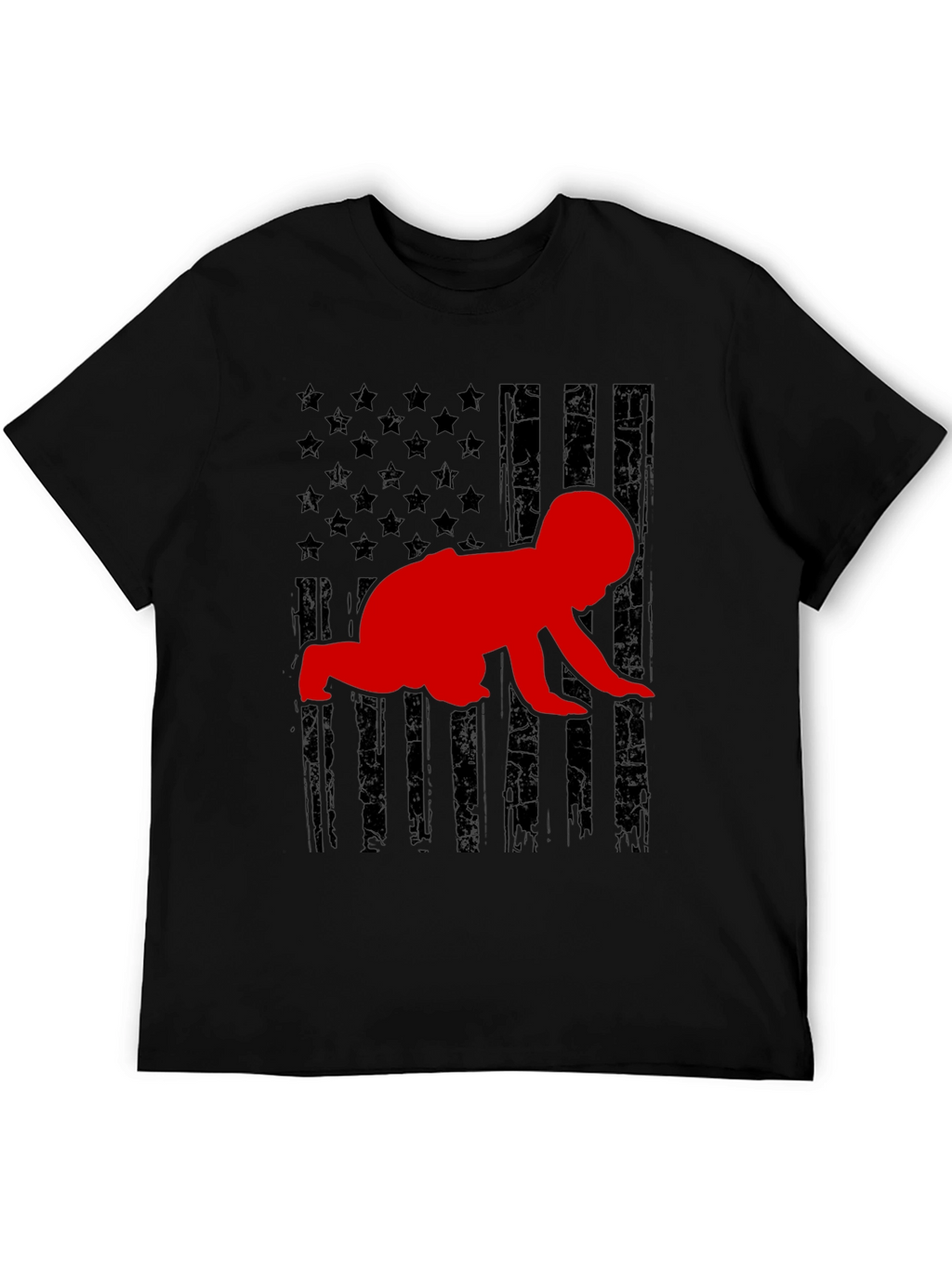 Crawling Baby American Flag T-Shirt