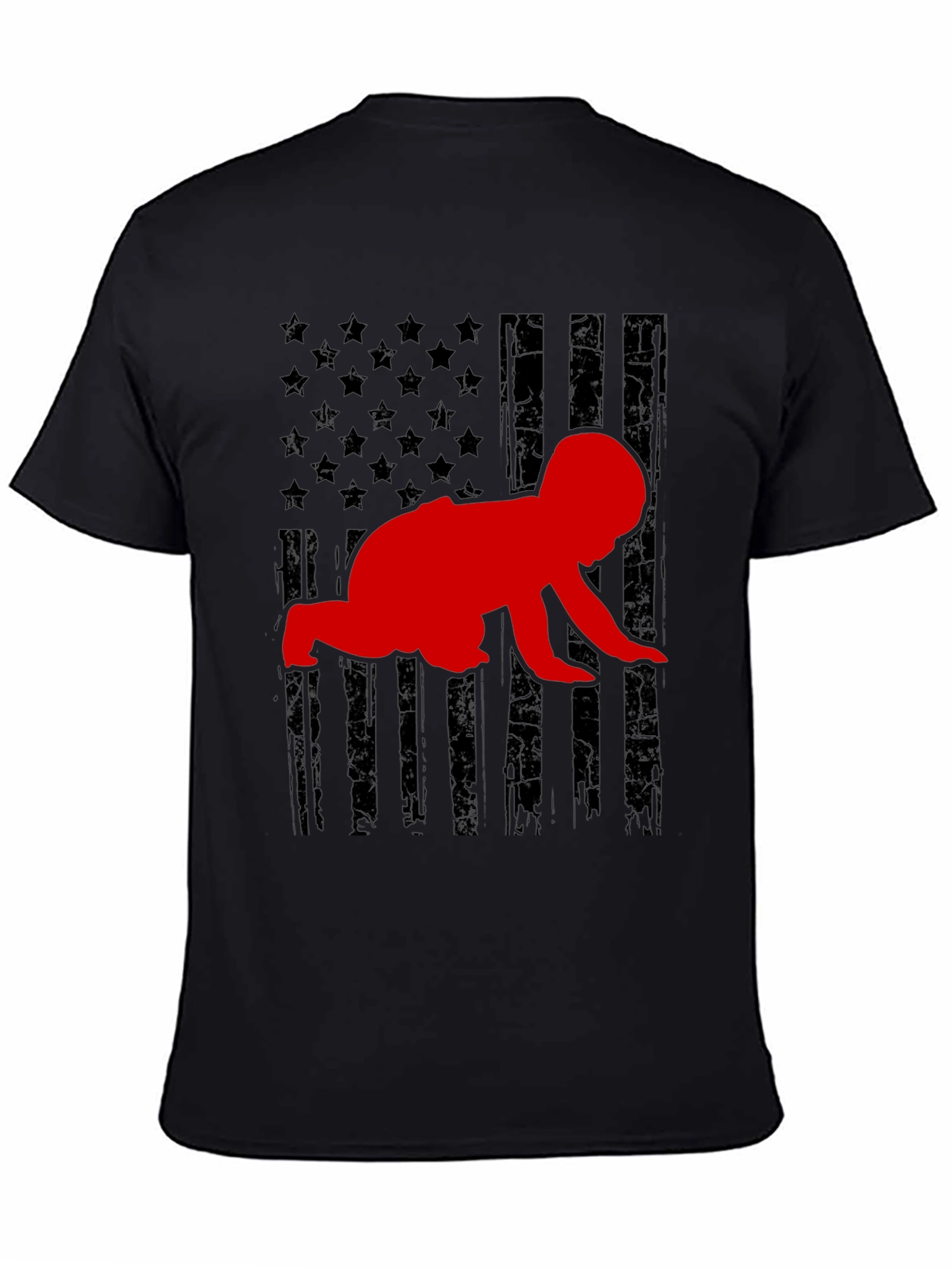 Crawling Baby American Flag T-Shirt
