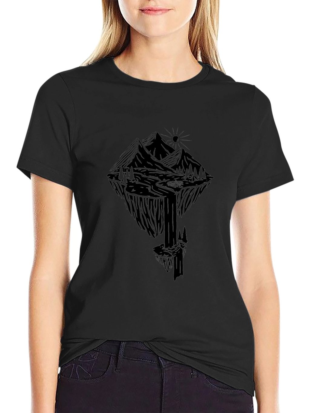 Mountain Graphic Black T-Shirt - Nature Adventure Design