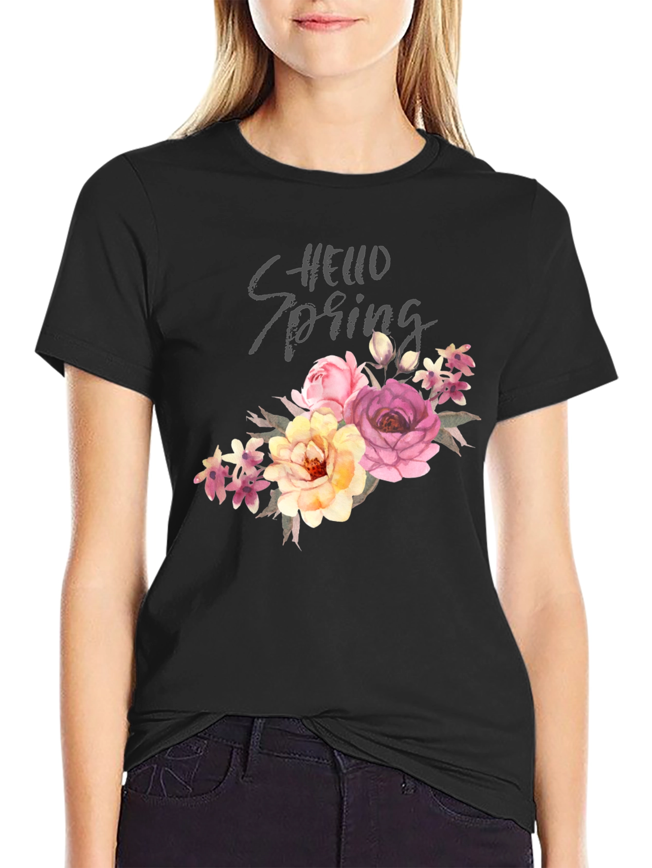 Hello Spring Floral Graphic Tee