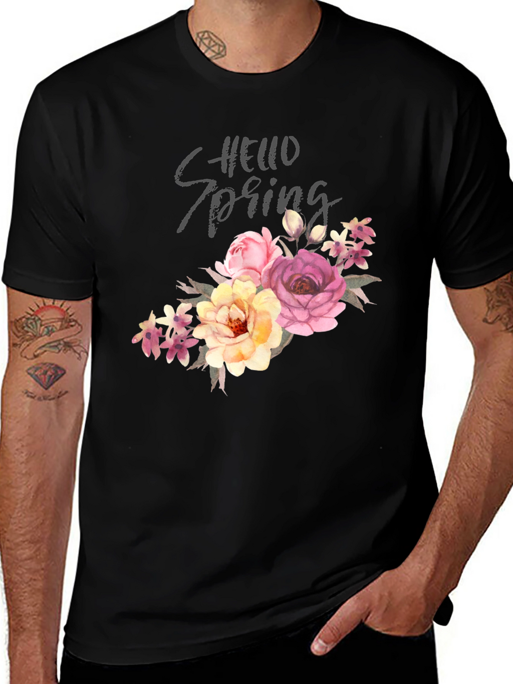 Hello Spring Floral Graphic Tee