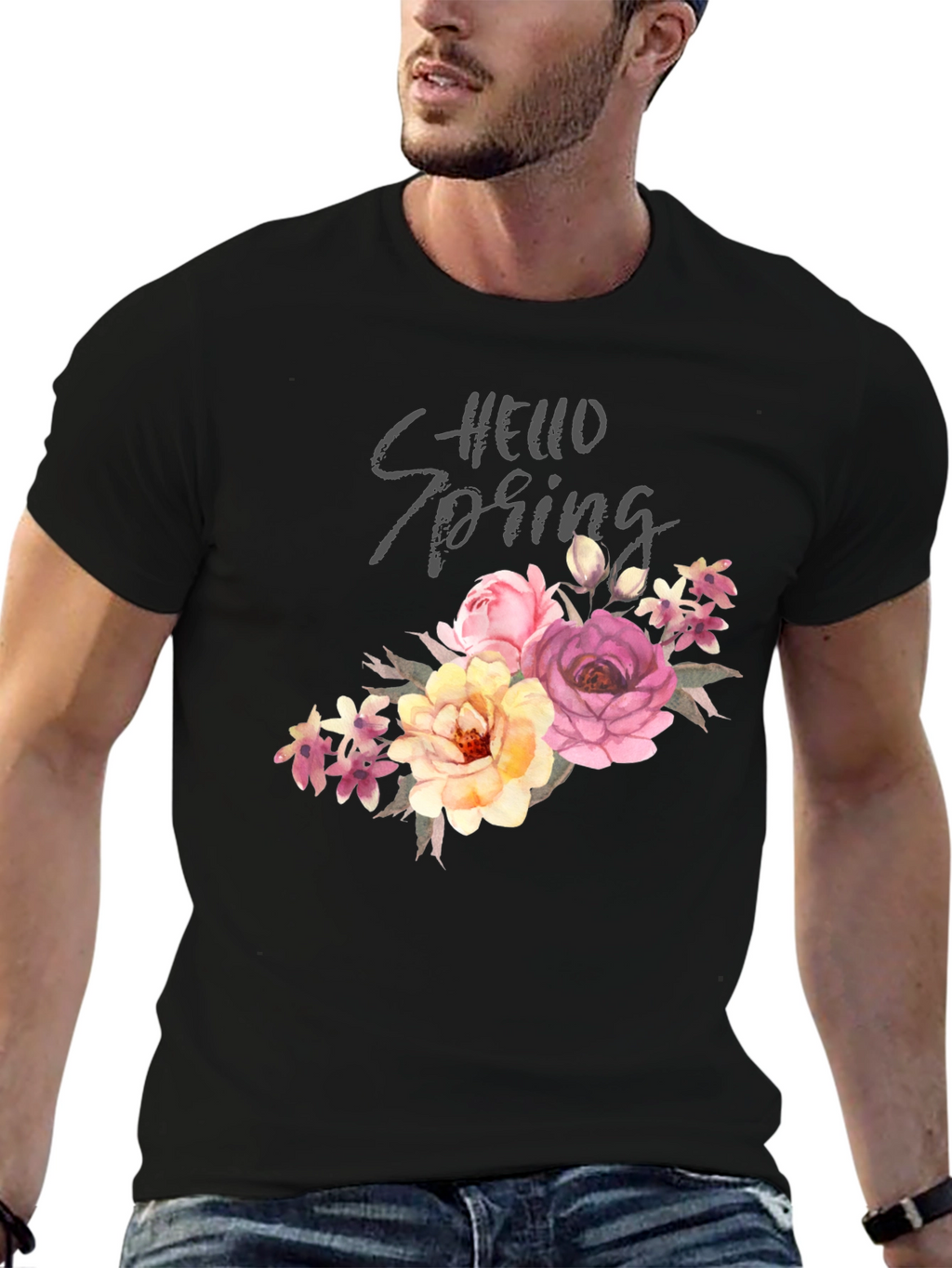 Hello Spring Floral Graphic Tee