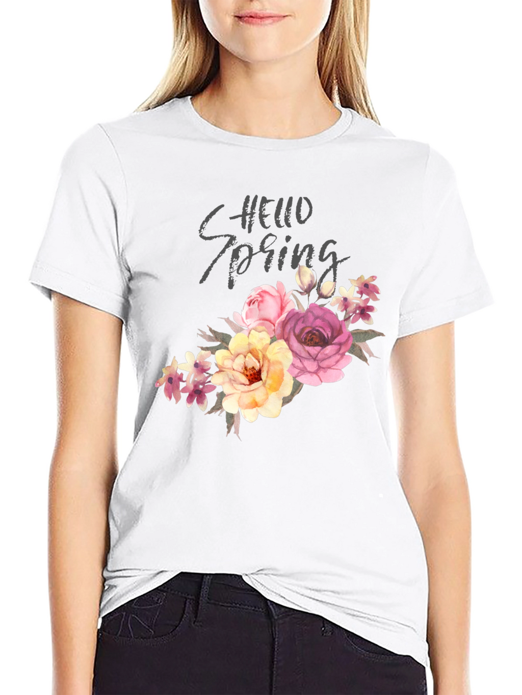 Hello Spring Floral Graphic Tee