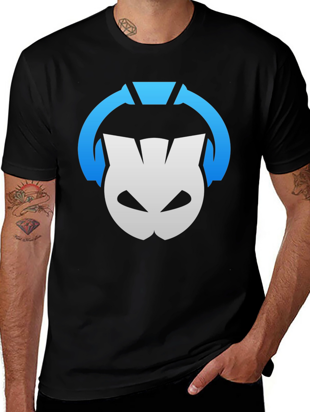 DJ Cat Headphones Black T-Shirt - Music Lover Tee