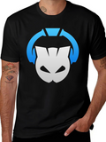DJ Cat Headphones Black T-Shirt - Music Lover Tee