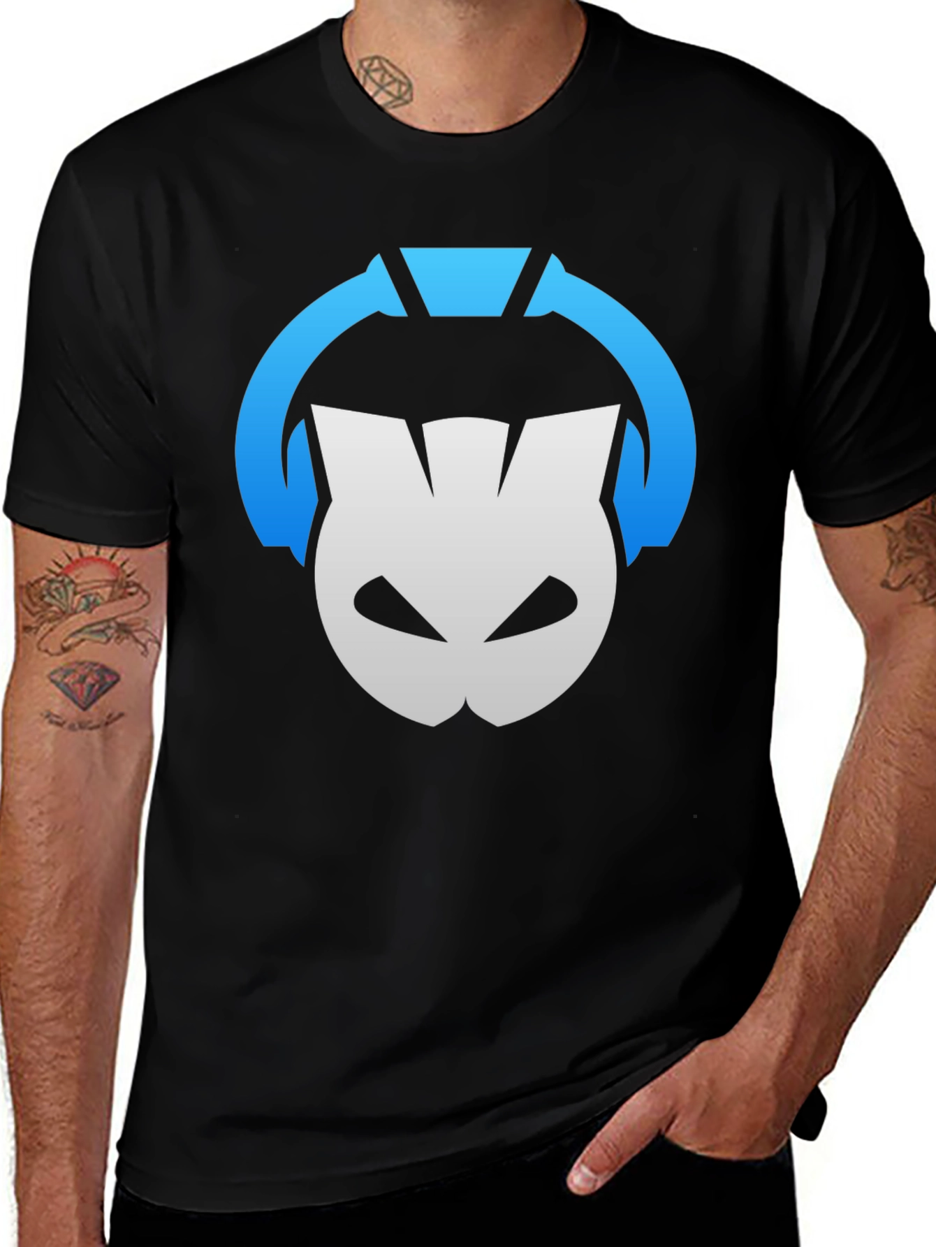 DJ Cat Headphones Black T-Shirt - Music Lover Tee