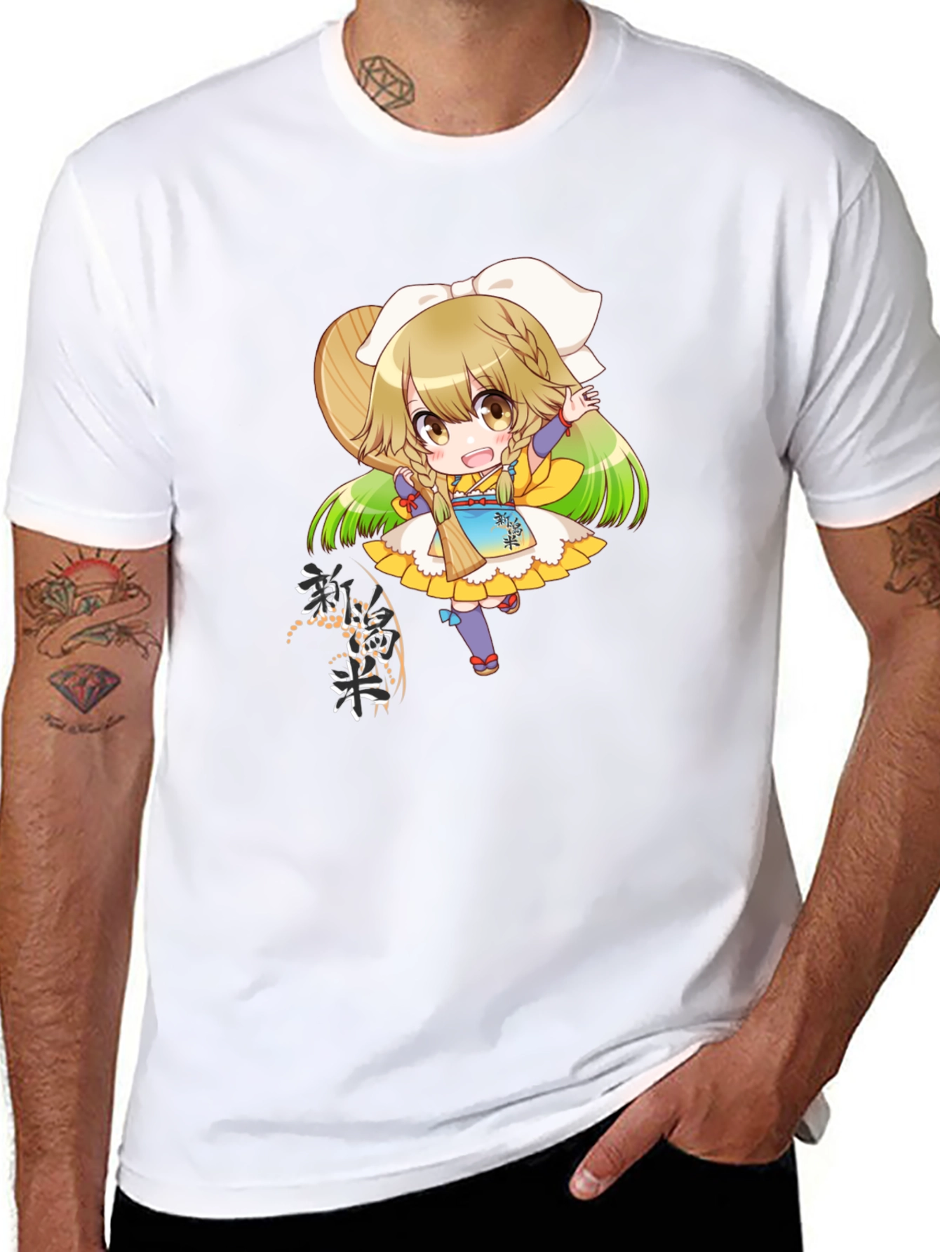 Anime Girl Graphic Tee - Black