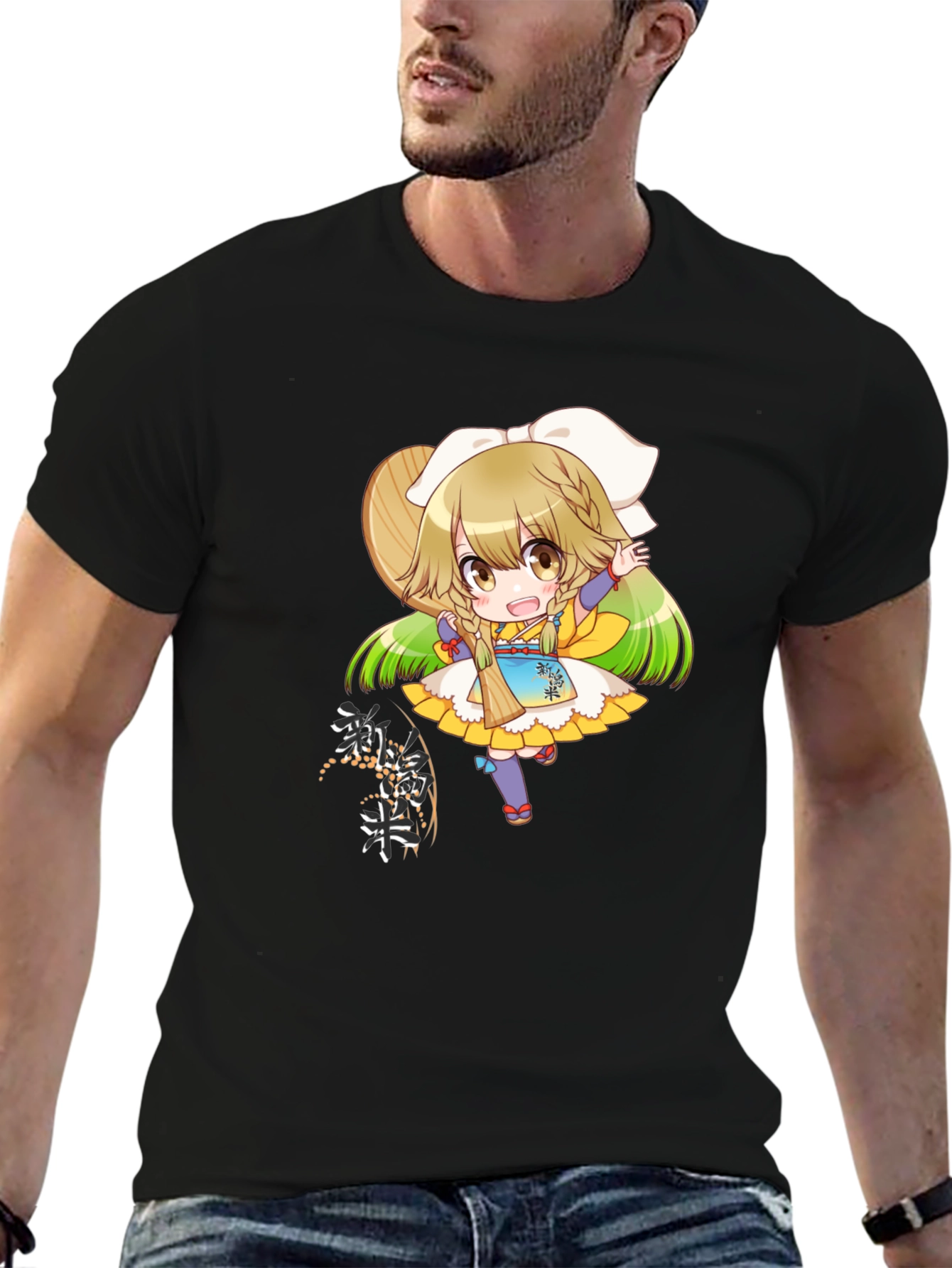 Anime Girl Graphic Tee - Black