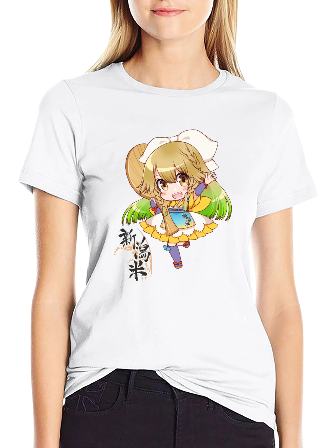 Anime Girl Graphic Tee - Black