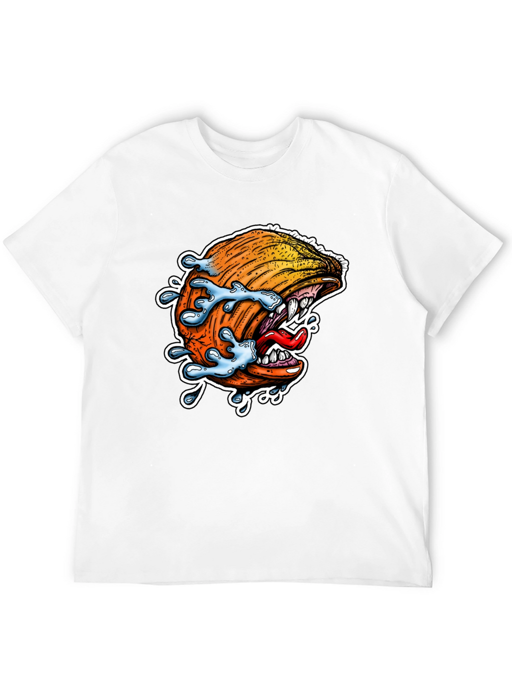 Mens Black Graphic Tee - Pumpkin Monster Bite