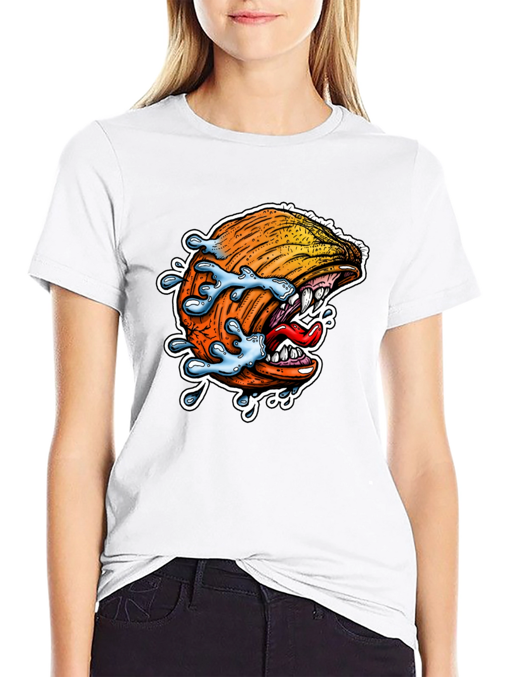 Mens Black Graphic Tee - Pumpkin Monster Bite
