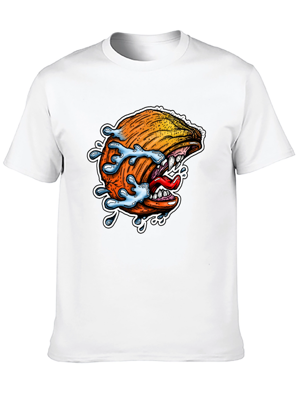 Mens Black Graphic Tee - Pumpkin Monster Bite