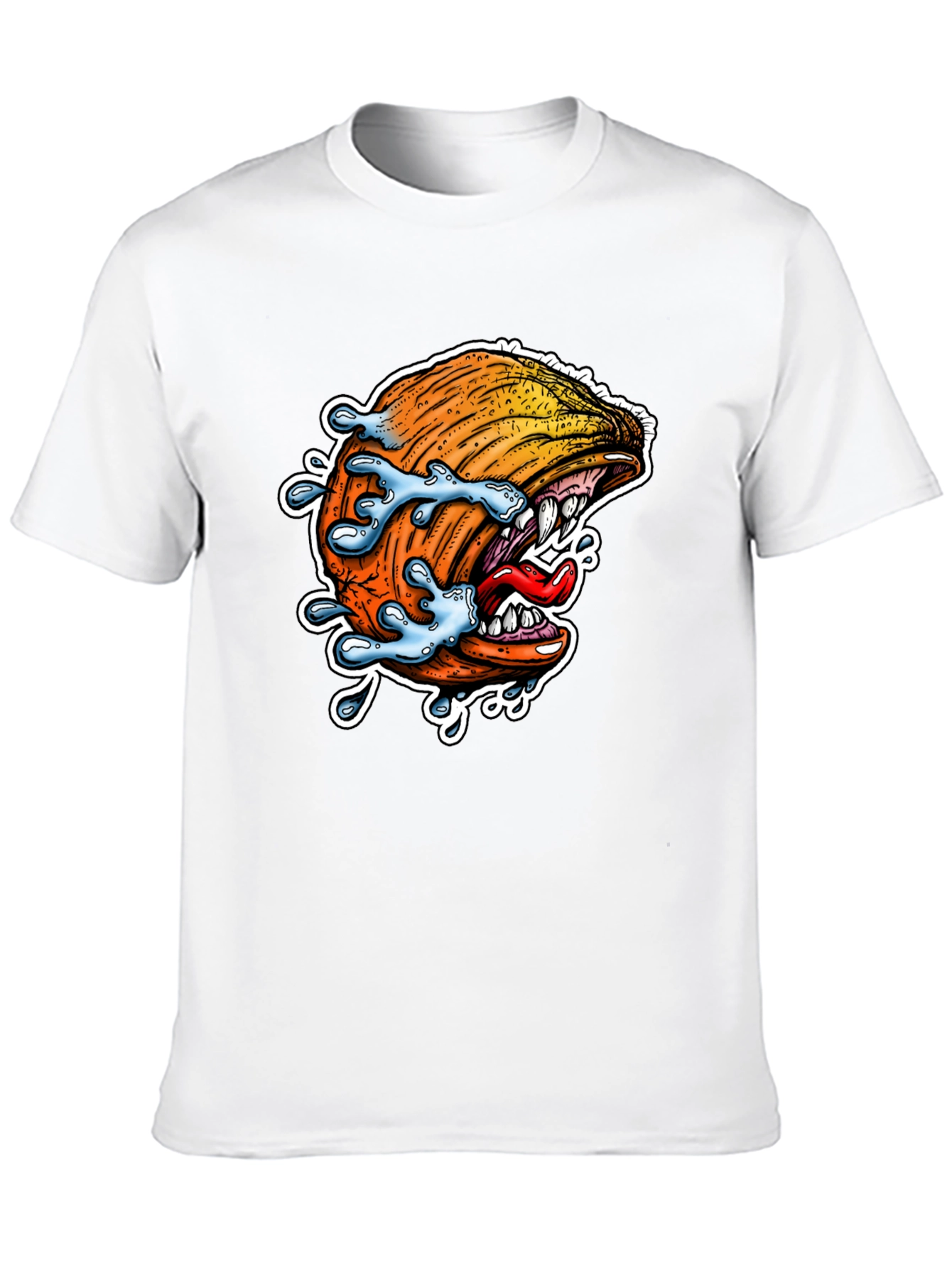 Mens Black Graphic Tee - Pumpkin Monster Bite