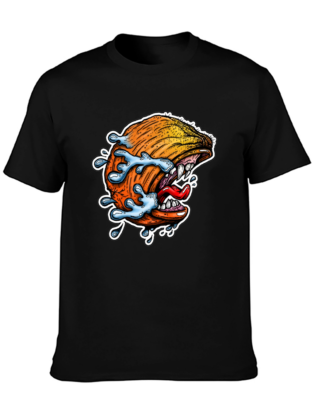 Mens Black Graphic Tee - Pumpkin Monster Bite